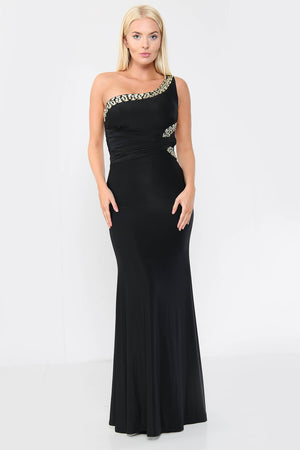 Embellished Asymmetric Gown Maxi Dress - Maxi Dress - Avinci