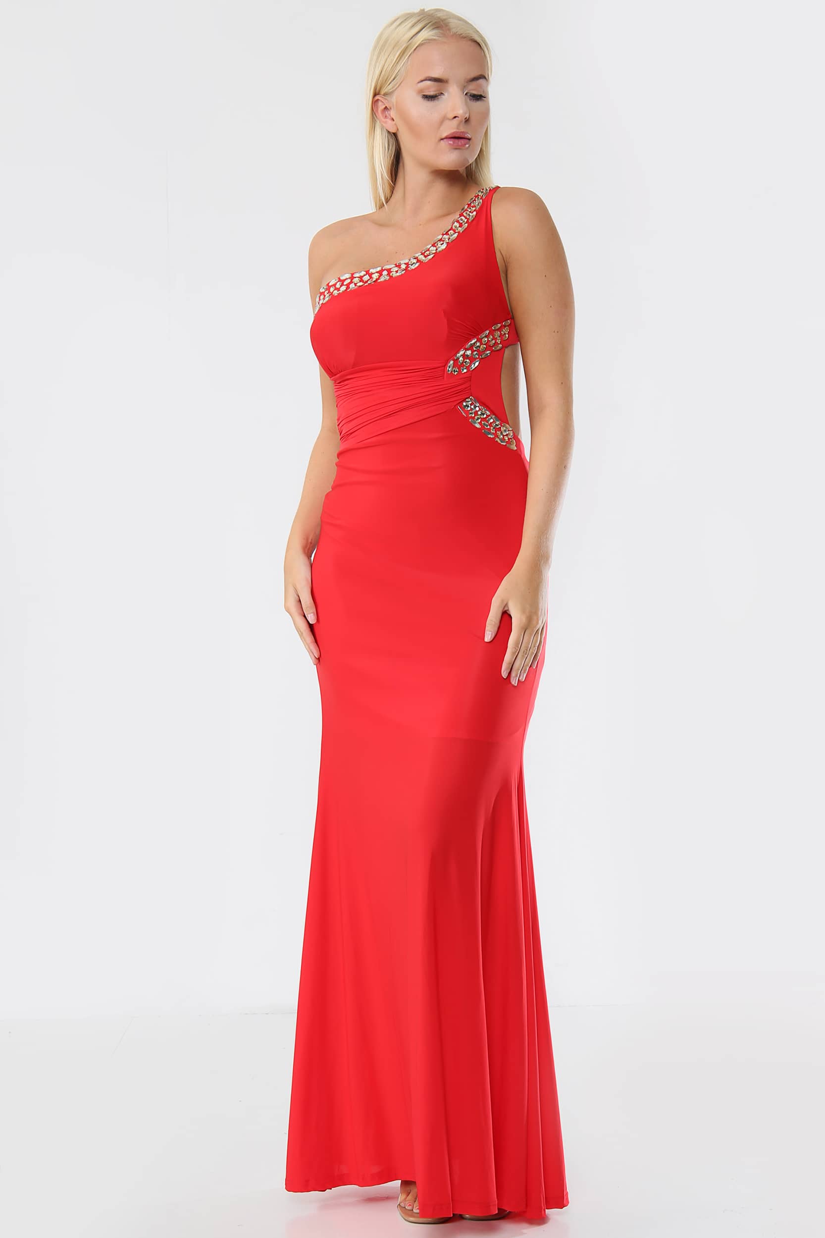 Embellished Asymmetric Gown Maxi Dress - Maxi Dress - Avinci