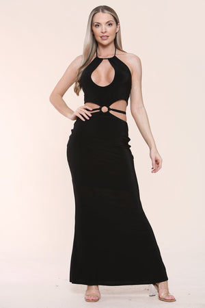 Avinci Womens Black Halter Keyhole Cut Out Maxi Dress - Maxi Dress - Avinci