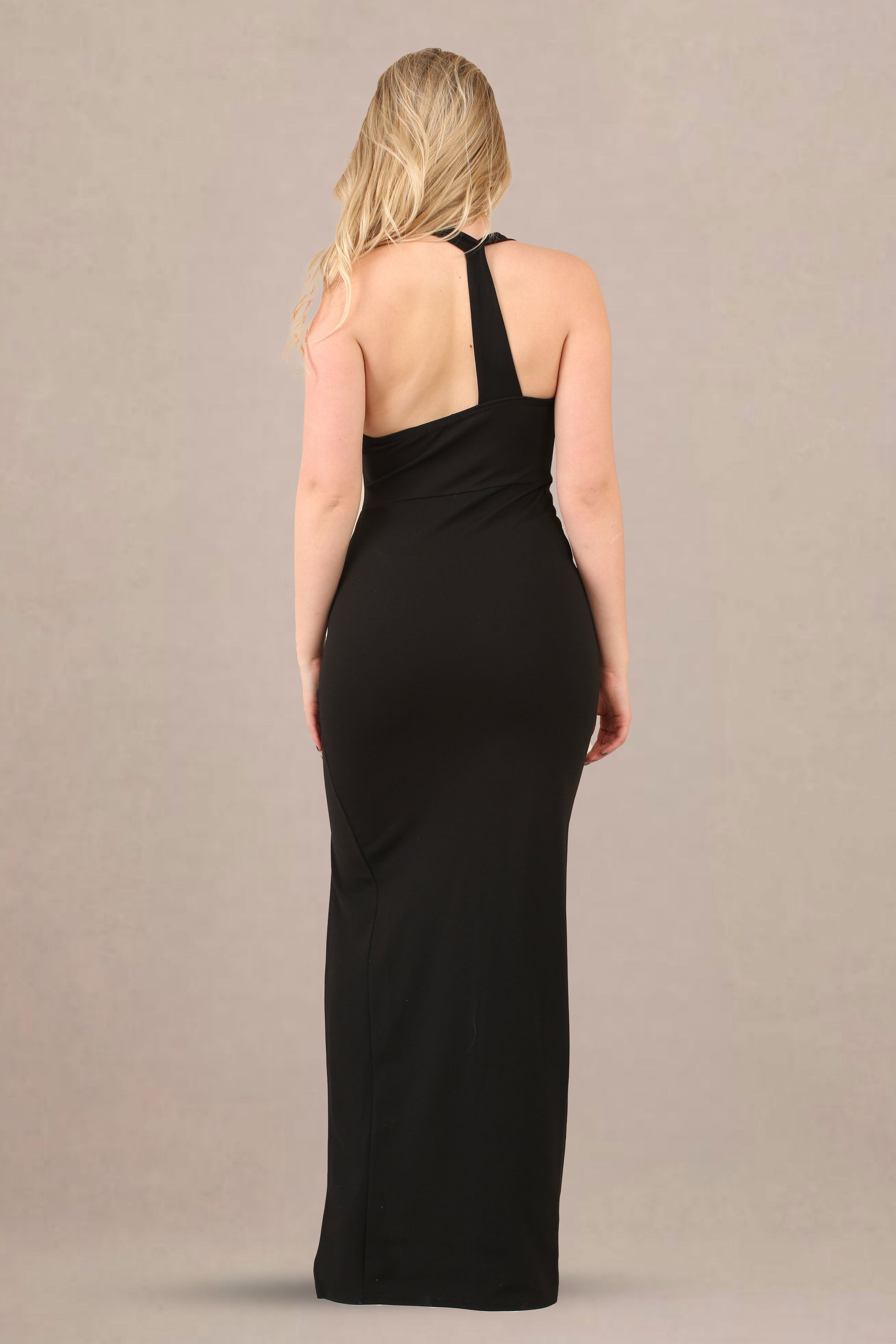 Maxi Dress in Slinky Fabric with High Neck and Side Cut-Outs - Maxi Dress - Avinci