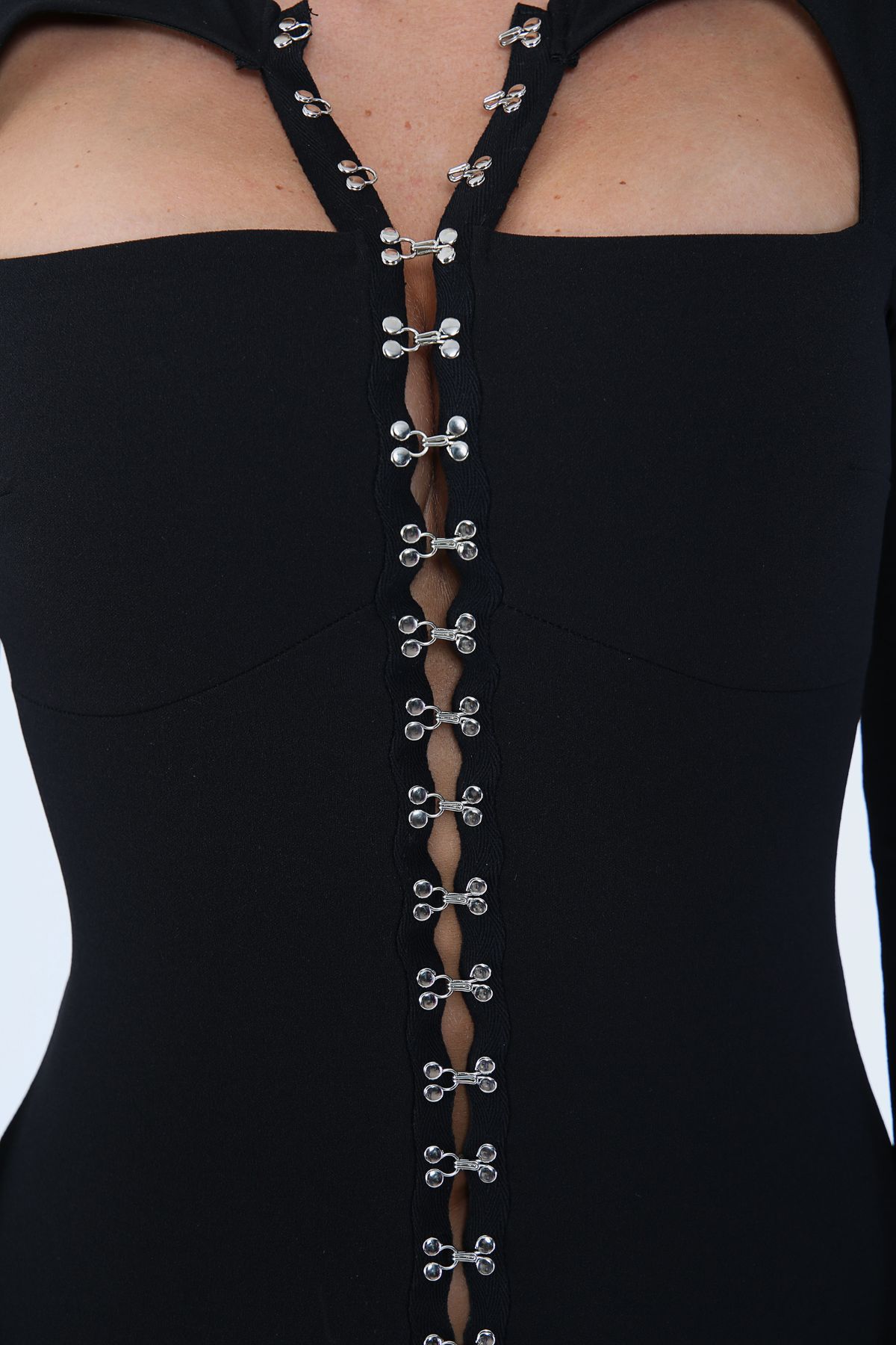 Hook and Eye Long Sleeve Bodycon Mini Dress - Bodycon Dress - Avinci