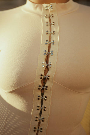 Hook and Eye Long Sleeve Bodysuit - Tops - Avinci