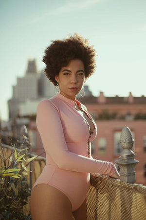 Hook and Eye Long Sleeve Bodysuit - Tops - Avinci