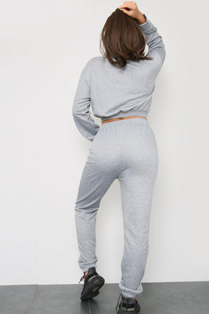 Long Sleeve Zipper Crop Top and Matching Oversized Joggers - Co-ords - Avinci