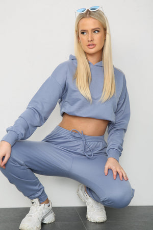 Long Sleeve Crop Top and Matching Oversized Joggers - Co-ords - Avinci