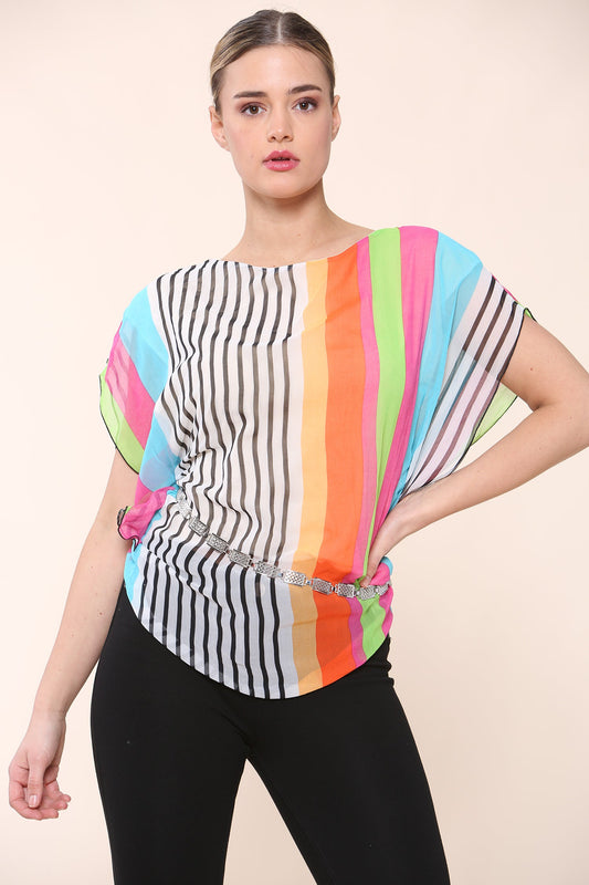 Multicolor Chiffon Partywear: Effortless Style - Tops - Avinci