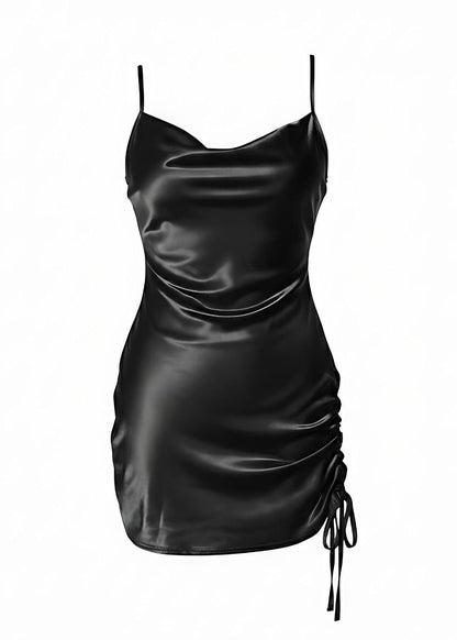 Ruched Cowl Neck Bodycon Mini Dress