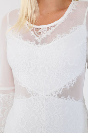 Lace Detail Mesh Bodycon Mini Dress - Bodycon Dress - Avinci