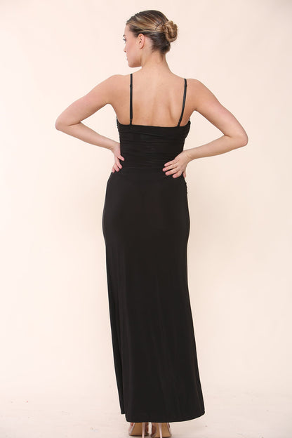 Women's Stunning Black Stonework Bodycon Dress - Maxi Dress - Avinci