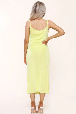 COWL NECK SLINKY SLIP DRESS