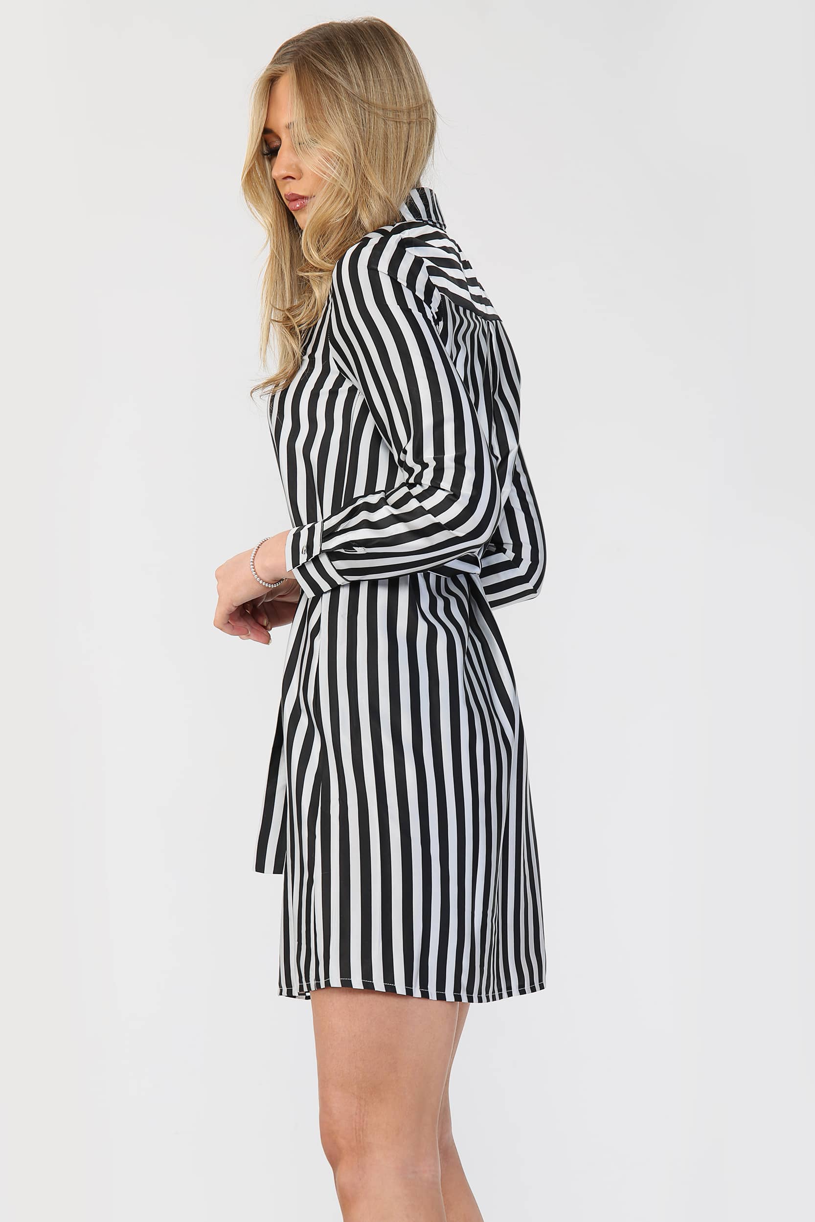 Striped satin clearance dress