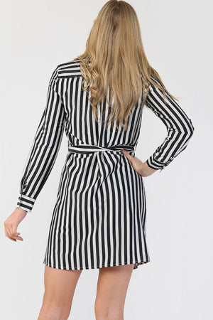 Striped Satin Shirt Dress